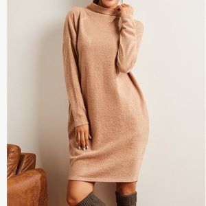 Khaki mock neck shift dress
